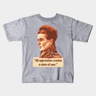 Simone de Beauvoir Portrait and Quote Kids T-Shirt